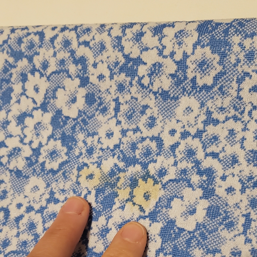 Vintage 1960s 1970s Baby Blue White Floral Polyester Fabric 60" Wide #84 - Picture 11 of 14